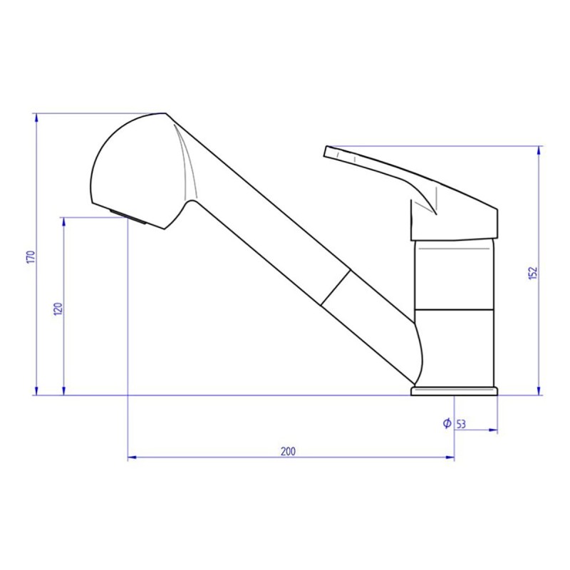 Bar mixer with hand shower