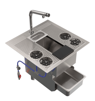 Shared cocktail sink with TAKE OUT separator