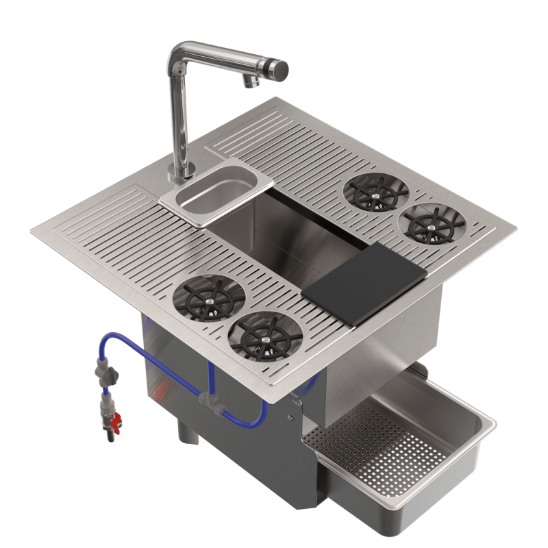 Shared cocktail sink with TAKE OUT separator