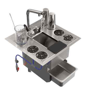 Shared cocktail sink with TAKE OUT separator