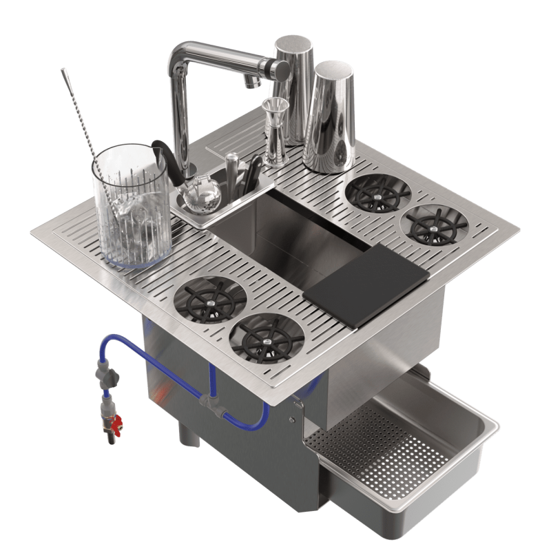 Shared cocktail sink with TAKE OUT separator