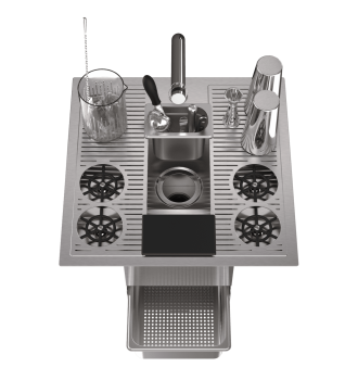 Shared cocktail sink with TAKE OUT separator