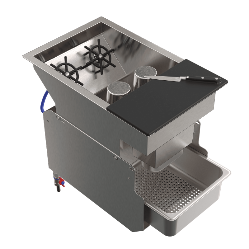 Cocktail sink with TAKE OUT divider