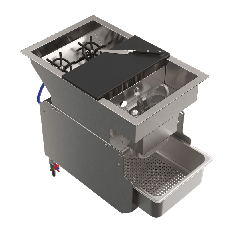 Cocktail sink with TAKE OUT divider