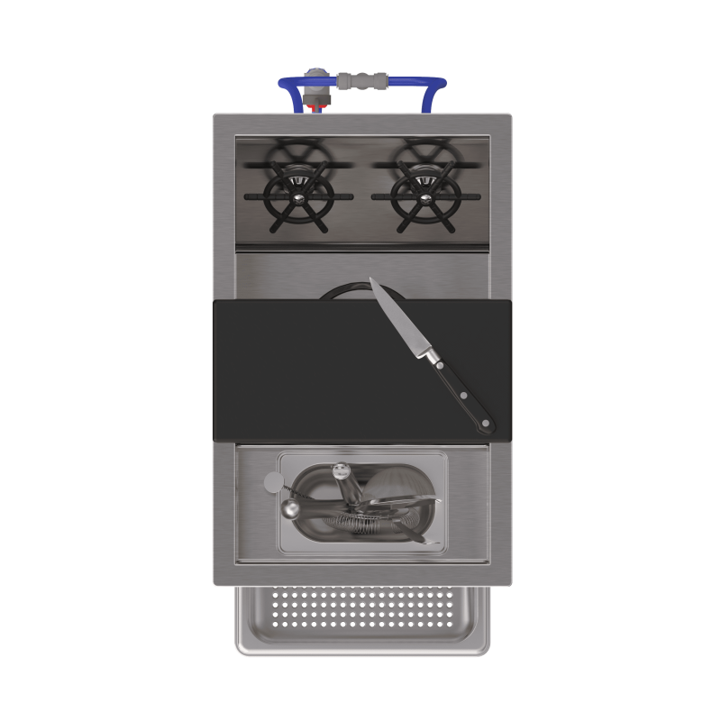 Cocktail sink with TAKE OUT divider