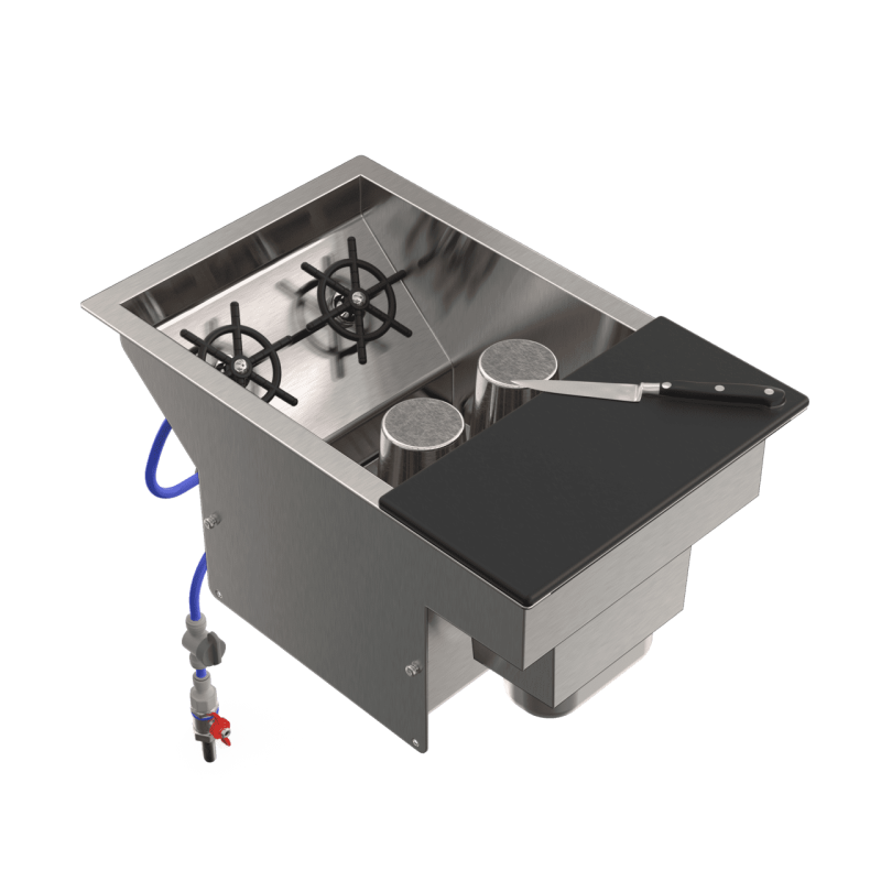 Sink cocktail rinse front shaker