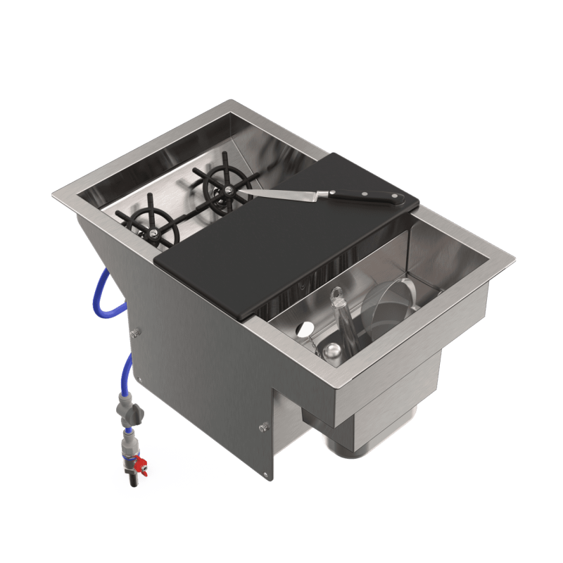 Sink cocktail rinse front shaker