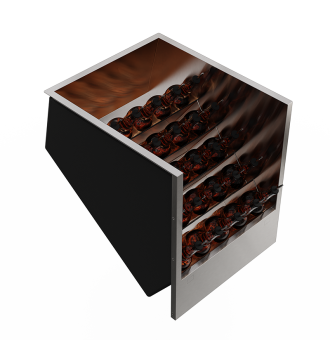 Lateral speedrack with 25 tilted bottles