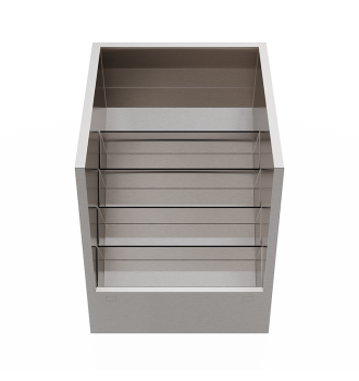 Lateral speedrack with 25 tilted bottles