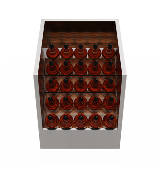 Lateral speedrack with 25 tilted bottles