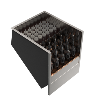 Lateral speedrack with 30 upright bottles and ice compartment