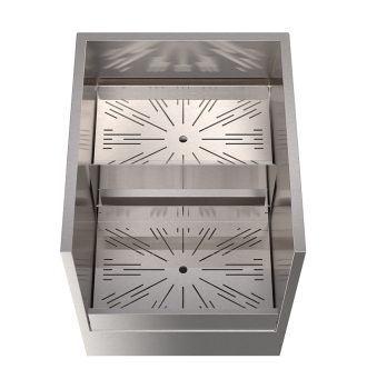 Lateral speedrack with 30 upright bottles and ice compartment