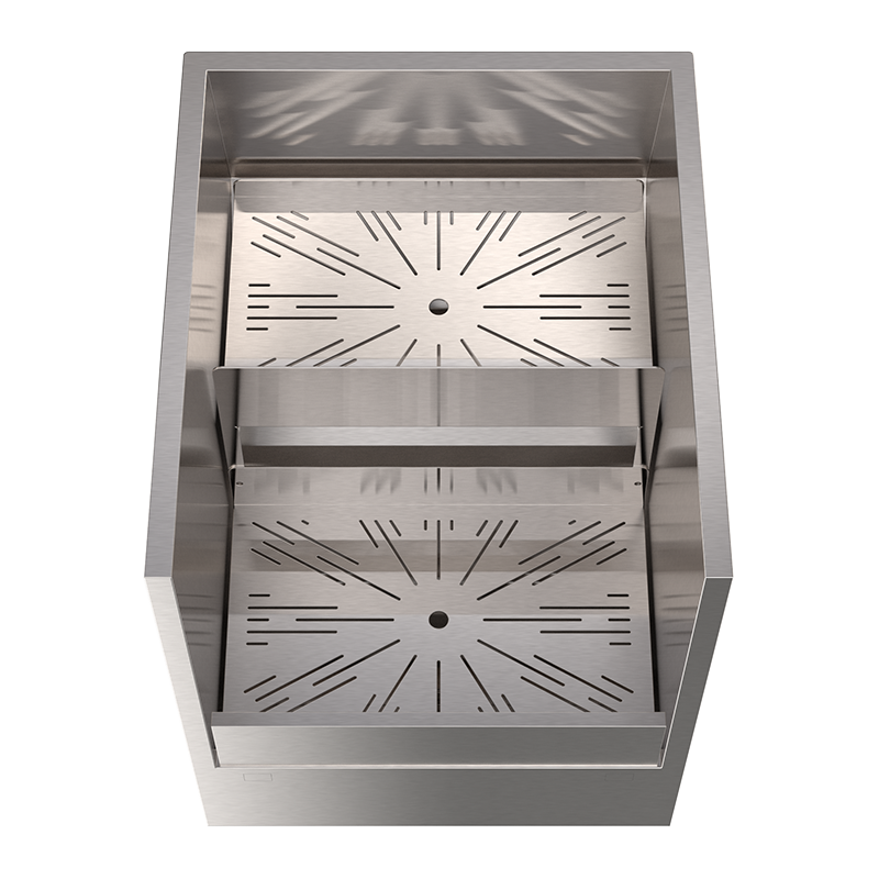 Lateral speedrack with 30 upright bottles and ice compartment