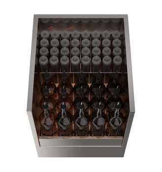 Lateral speedrack with 30 upright bottles and ice compartment