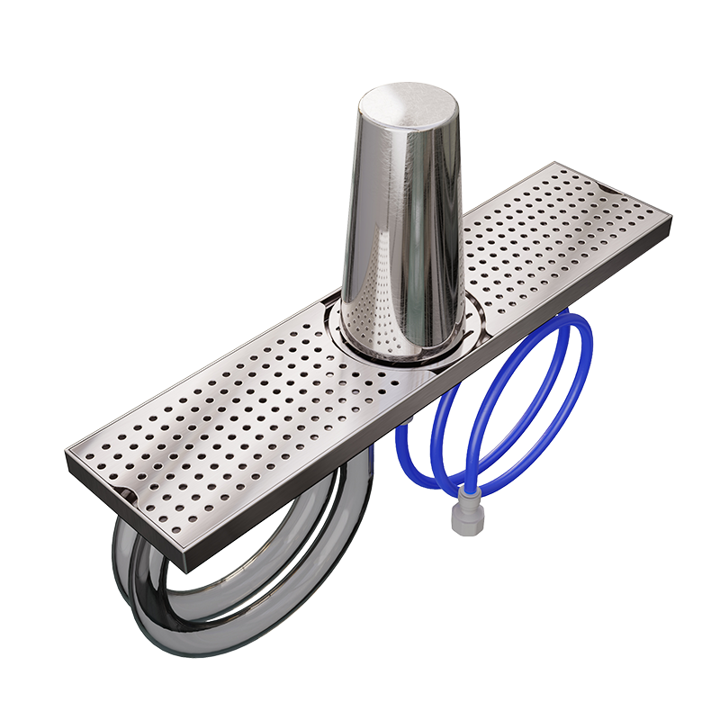 Cocktail preparation station with glass rinser and 500 mm shaker