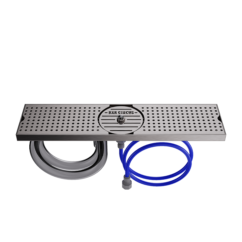 Cocktail preparation station with glass rinser and 500 mm shaker