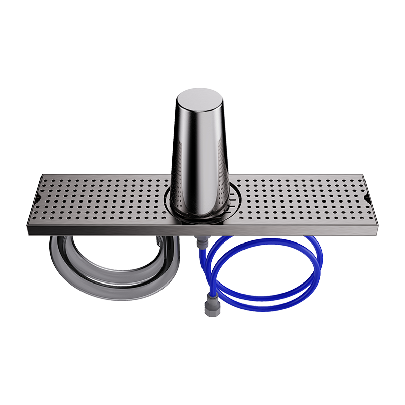 Cocktail preparation station with glass rinser and 500 mm shaker