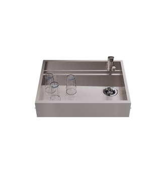 Compact sink above glasswasher with 40x40 basket