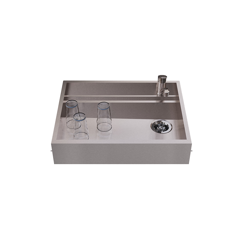 Compact sink above glasswasher with 40x40 basket