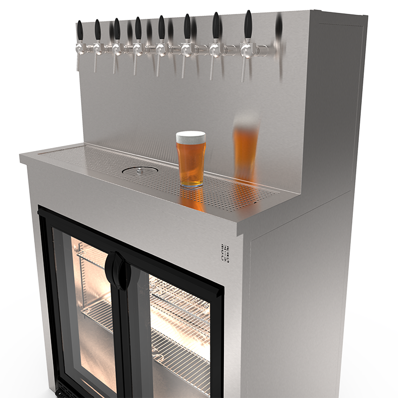 Meuble Beer Wall 8 becs avec espace pour frigorifique