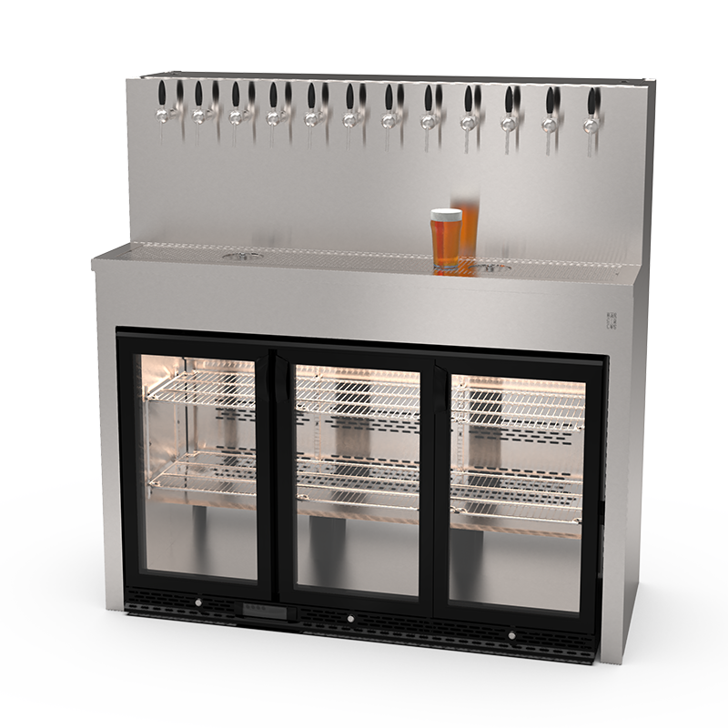 Meuble Beer Wall 12 becs avec espace pour frigorifique