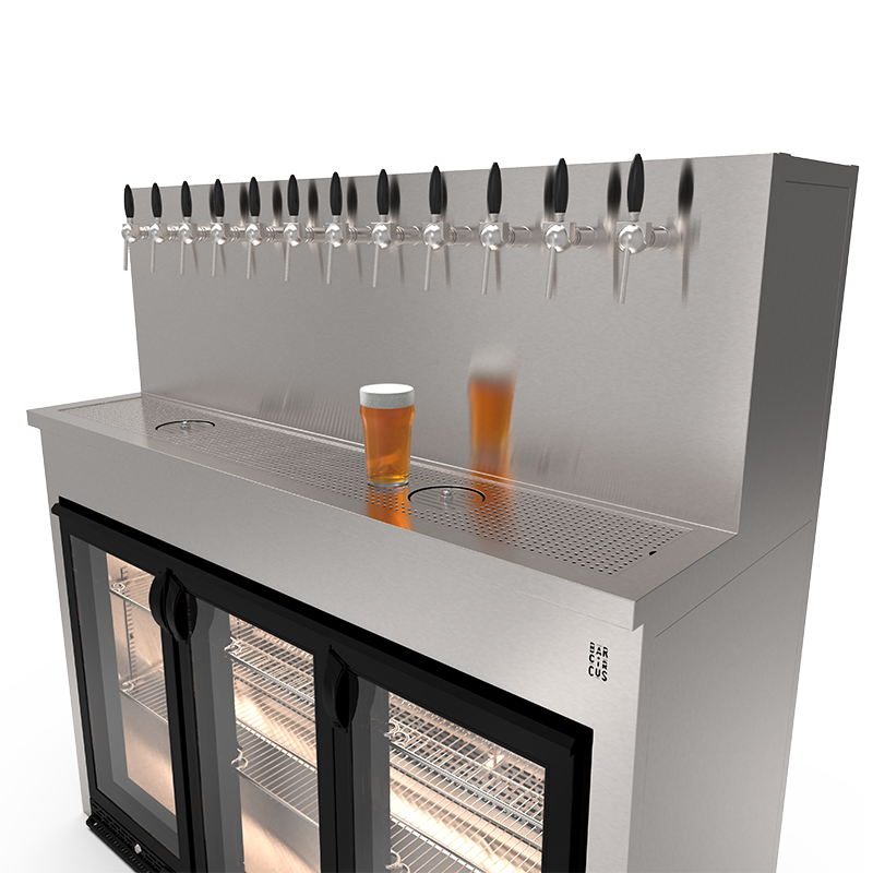 Meuble Beer Wall 12 becs avec espace pour frigorifique