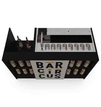 Essential black event bar station with bottle stock