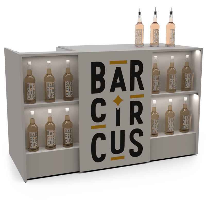 White event bar counter with ice well and speed rack