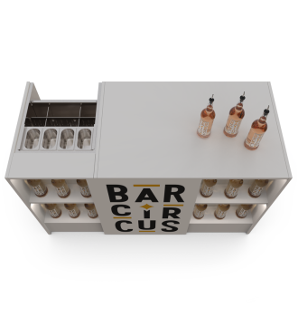 White event bar counter with ice well and speed rack