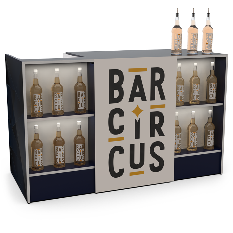 White event bar counter with ice well and speed rack