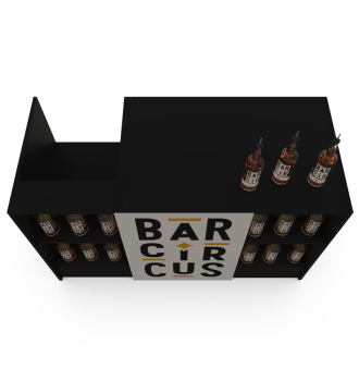 Black event bar counter with stock bottles