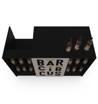 Comptoir de bar event noir avec stock bouteilles