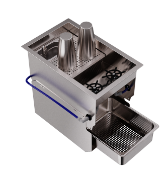 Rinse shaker with solid-liquid separator module