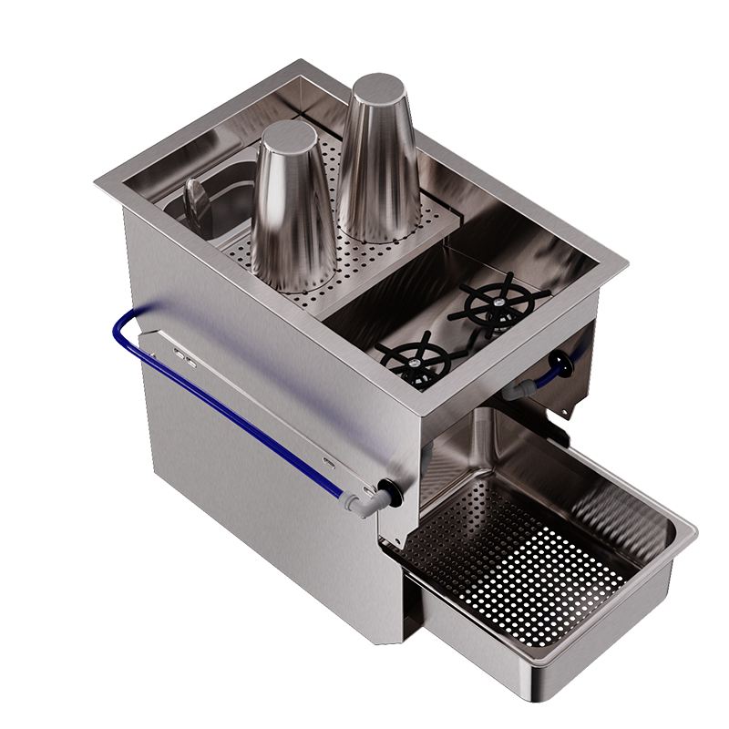 Rinse shaker with solid-liquid separator module