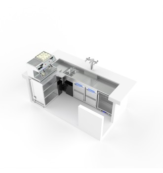 Plan de travail compact en inox.
