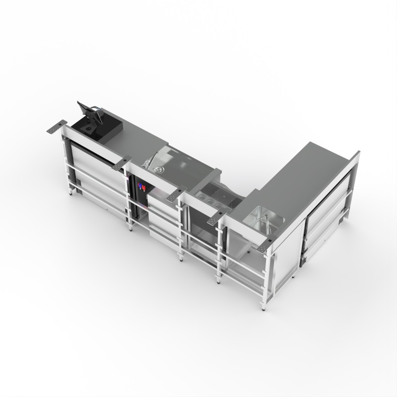 Structure d'angle en inox.