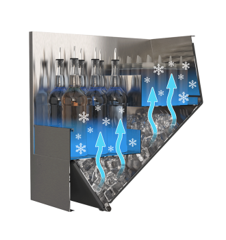 Speedrack latéral à 15 bouteilles droites avec compartiment glace