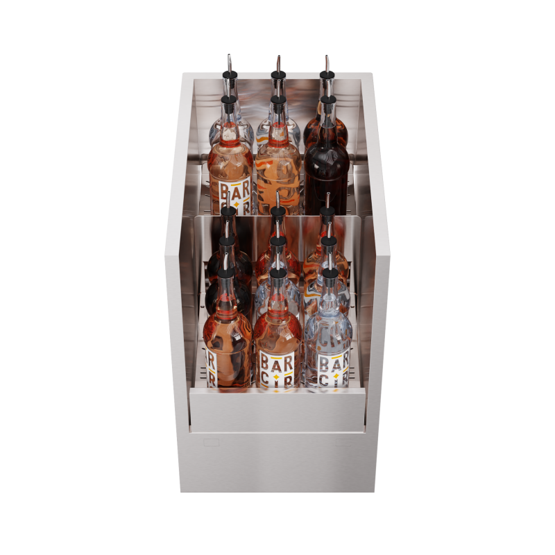 Speedrack latéral à 15 bouteilles droites avec compartiment glace
