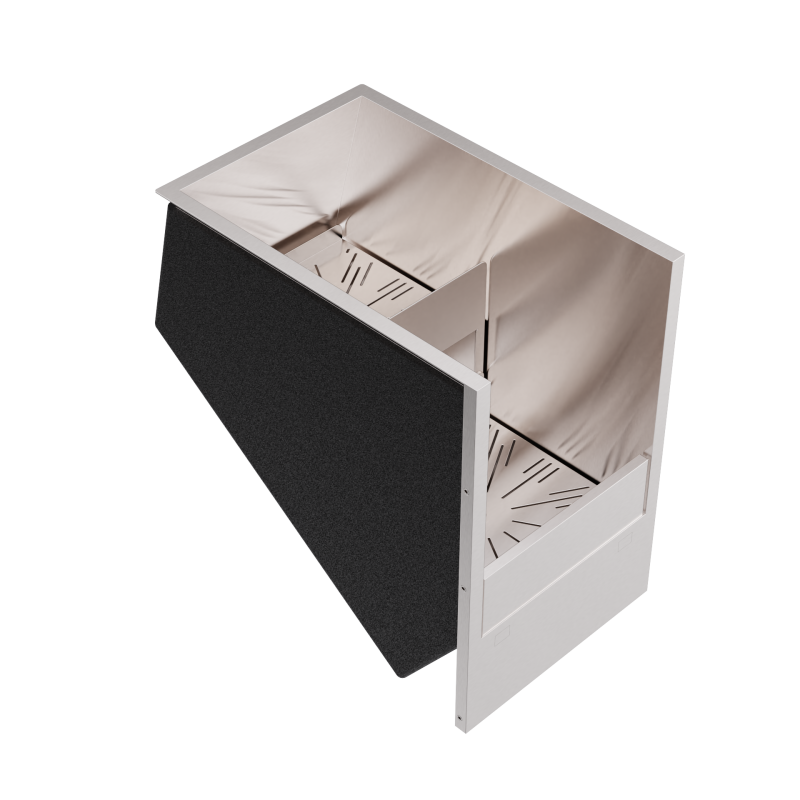 Lateral speedrack for 15 upright bottles with ice compartment