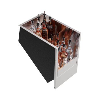 Lateral speedrack for 15 upright bottles with ice compartment