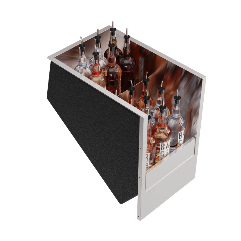 Speedrack latéral à 15 bouteilles droites avec compartiment glace