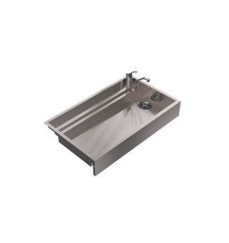 Compact sink with 2 baskets over glasswasher with 40x40 basket