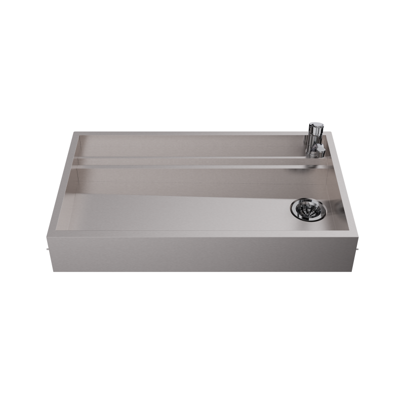 Compact sink with 2 baskets over glasswasher with 40x40 basket