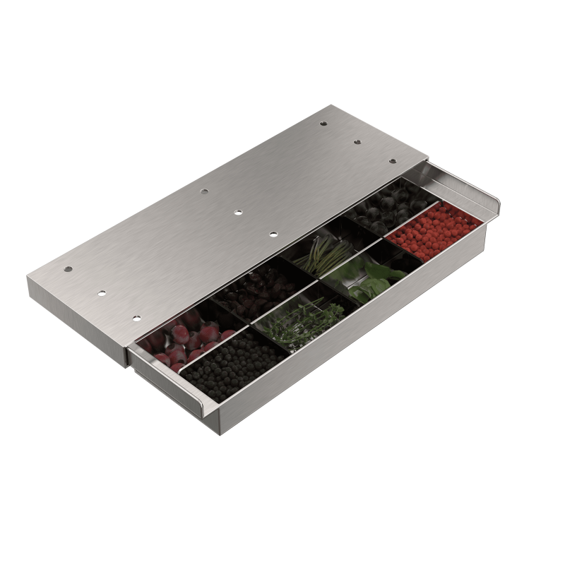 Spice drawer under bar counter