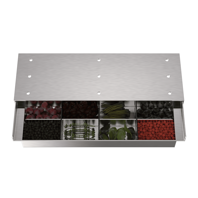 Spice drawer under bar counter