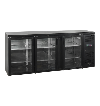 Back bar with 3 glass doors...