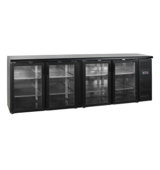 Back bar with 4 glass doors...