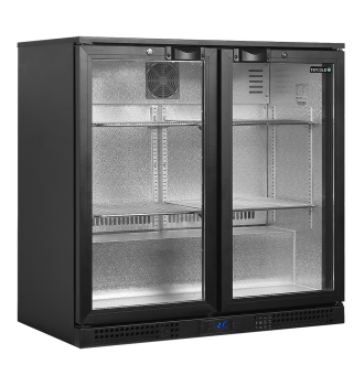 Back bar with 2 glass doors...