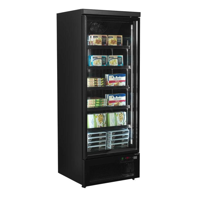 Vertical glass door freezer 390 L