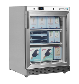 120 L single-door heated glass upright freezer